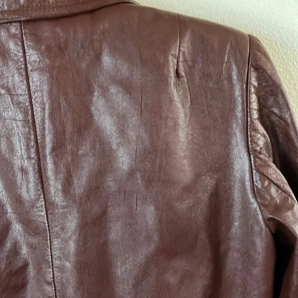 Vintage Burgundy Leather Button Up Jacket with Removable Winter Lining - Picture 7 of 14